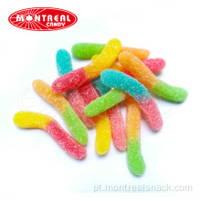 Bombons de goma de minhocas azedo brilhante neon